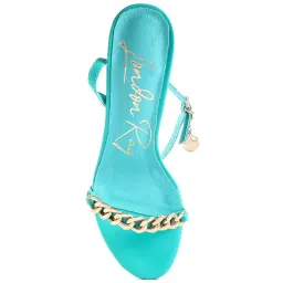London Rag Women's Chain Strap Blue Ankle Strap Stilettos image 3