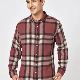 Urban Ranger By Pantaloons Red Cotton Slim Fit Checks Shirt-picture-44