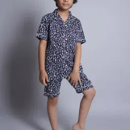 Biglilpeople Unisex Navy Printed Shirt with Shorts-image-78