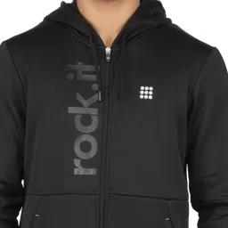 Rock.it Black Regular Fit Printed Hooded Sweatshirt image 5