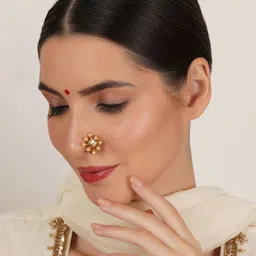 Mali Fionna Gold-Plated Artificial Stones and Beads Stud Nosepin image 4