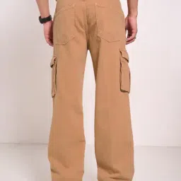 People By Pantaloons Brown Cotton Loose Fit Cargo Jeans image 2