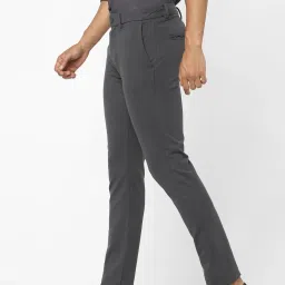 celio Celio* Charcoal Grey Cotton Regular Fit Trousers image 3