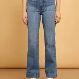 Wrangler Mid Blue Flared Fit High Rise Jeans-image-33