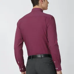 Peter England Maroon Slim Fit Self Pattern Shirt image 2