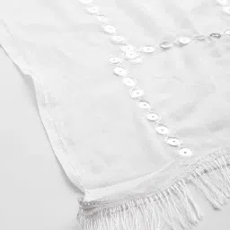 Varanga White Chiffon Solid Duppatta image 5