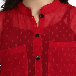 Smarty Pants Red Self Design Shirt image 5