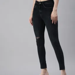 showoffff SHOWOFF Mildly Distressed Charcoal Slim Fit Denim Jeans image 3