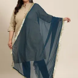 Varanga Blue Chiffon Printed Duppatta-picture-36