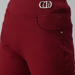 showoffff SHOWOFF Straight Fit High-Rise Maroon Clean Look Jeans image 5