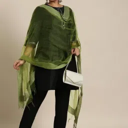 Varanga Green Chiffon Printed Duppatta image 2