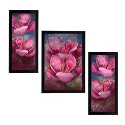 eCraftIndia Set of 3 Botanical and Floral Satin Matt Textured UV Art Painting image 2