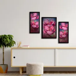 eCraftIndia Set of 3 Botanical and Floral Satin Matt Textured UV Art Painting image 3