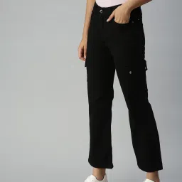 showoffff SHOWOFF Straight Fit High-Rise Black Clean Look Jeans image 3