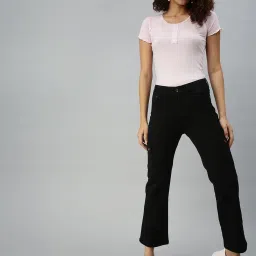 showoffff SHOWOFF Straight Fit High-Rise Black Clean Look Jeans image 4