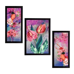 eCraftIndia Set of 3 Botanical and Floral Satin Matt Textured UV Art Painting image 2