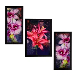 eCraftIndia Set of 3 Botanical and Floral Satin Matt Textured UV Art Painting image 2