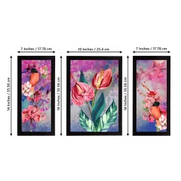 eCraftIndia Set of 3 Botanical and Floral Satin Matt Textured UV Art Painting image 4