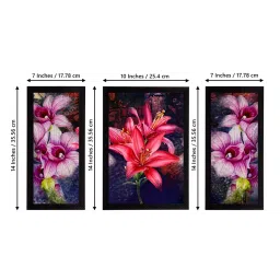 eCraftIndia Set of 3 Botanical and Floral Satin Matt Textured UV Art Painting image 4