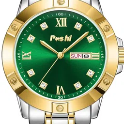 Poshi Men Round Dial Stainless Steel Strap Watch with Adjustable Clasp image 3