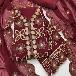 Lilots Silk Georgette Unstitched Dress Material-picture-31