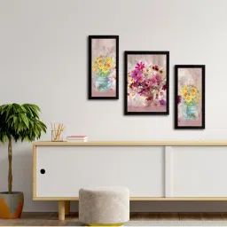 eCraftIndia Set of 3 Botanical and Floral Satin Matt Textured UV Art Painting image 3