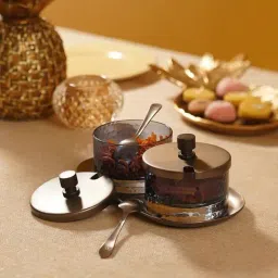 Pure Home and Living Grey & Brown Glass Hammered Condiment Jars - Set of 2-picture-16