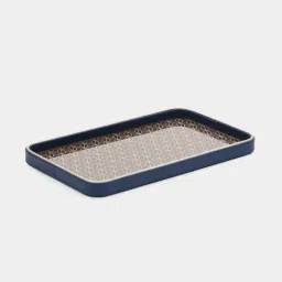 Pure Home and Living Blue & Gold Leather Printed Faux leather tray image 4
