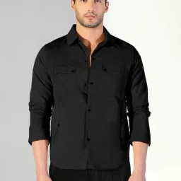 SHOWOFFFF Black Cotton Regular Fit Shacket image 2