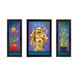 eCraftIndia Set of 3 Lord Buddha Satin Matt Texture UV Art Painting image 2
