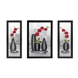 eCraftIndia Set of 3 Botanical Floral Satin Matt Texture UV Art Painting image 2