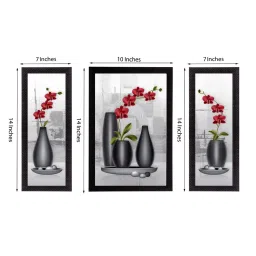 eCraftIndia Set of 3 Botanical Floral Satin Matt Texture UV Art Painting image 3
