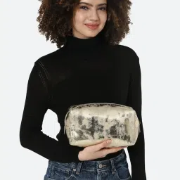 Forever 21 Golden Printed Pouch image 5