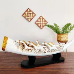 The Artment White Polyresin Eight Running Horses Carved In Tusk image 5