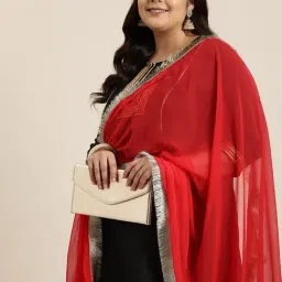 Varanga Red Chiffon Solid Duppatta image 3