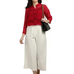 Smarty Pants Red Self Design Shirt image 4