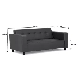 Modern India Seating DMOSF022 3 Seater Leatherette Sofa Set Dark Grey image 5