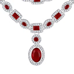 Atasi International Silver-Plated American Diamond & Crystals Studded Jewellery Set image 3