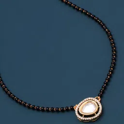CAPILITE Jewellers Gold-Plated American Diamond Studded And Beaded Mangalsutra image 3