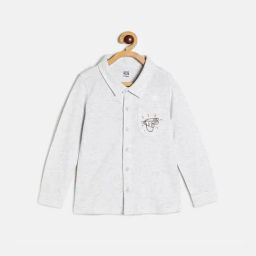 MINIKLUB Kids Grey Textured Full Sleeves Shirr-picture-32