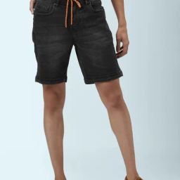 People by Pantaloons Black Regular Fit Denim Shorts-picture-8