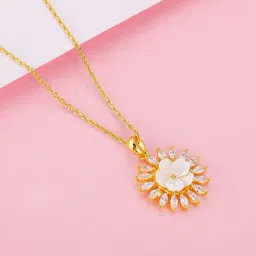 GIVA Love is Everywhere 925 Sterling Silver Daisy Affair Pendant with Link Chain in Gold-Plating-picture-27