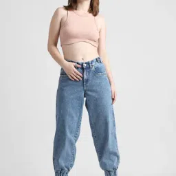 Only Blue Cotton  Relaxed Fit Mid Rise Joggers-image-15