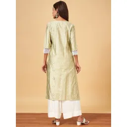 YU by Pantaloons Green Printed Straight Kurta image 2
