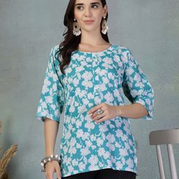 Clora Creation Floral Printed Kantha Work Pure Cotton Kantha Work Kurti-picture-36