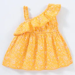 Babyhug Sleeveless Rayon Woven Floral Printed Top With Frill & Lace Detailing - Yellow-image-37