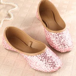 Cute Walk by Babyhug Slip On Mojaris with Sequins Detailing - Pink-picture-24