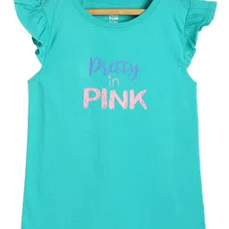 MINI KLUB Cotton Frill Sleeves Pretty In Pink Text Printed Top - Blue-picture-16