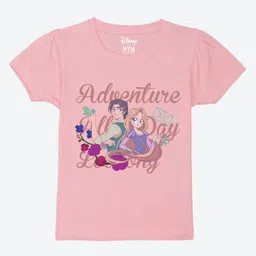 Wear Your Mind Cotton Disney Tangled Featuring Half Sleeves Rapunzel Printed Tee - Pink-image-27