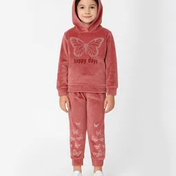 Sportking Cotton Blend Knit Full Sleeves Stone Embellished Butterfly Designed Night Suit Set - Onion-picture-22